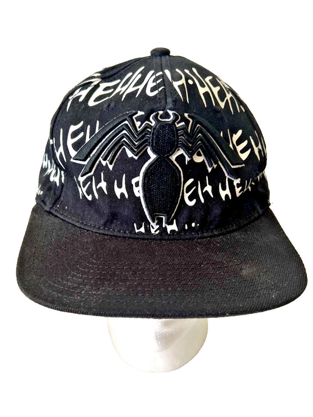 Marvel SPIDER-MAN VENOM Adjustable Snapback HEHHEH Baseball Hat Cap Black EUC